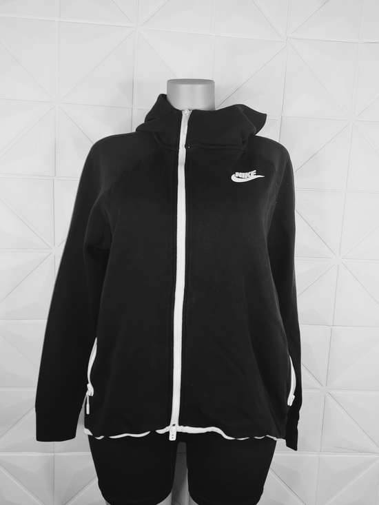 Nike Sweaters - Nike Black Full-Zip Hoodie with White Trim